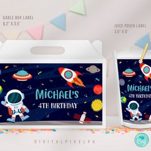 Editable Outer Space Capri Sun Labels, Outer Space Juice Labels, Outer Space Gable Box Favor Label, Outer Space Favour Box Label