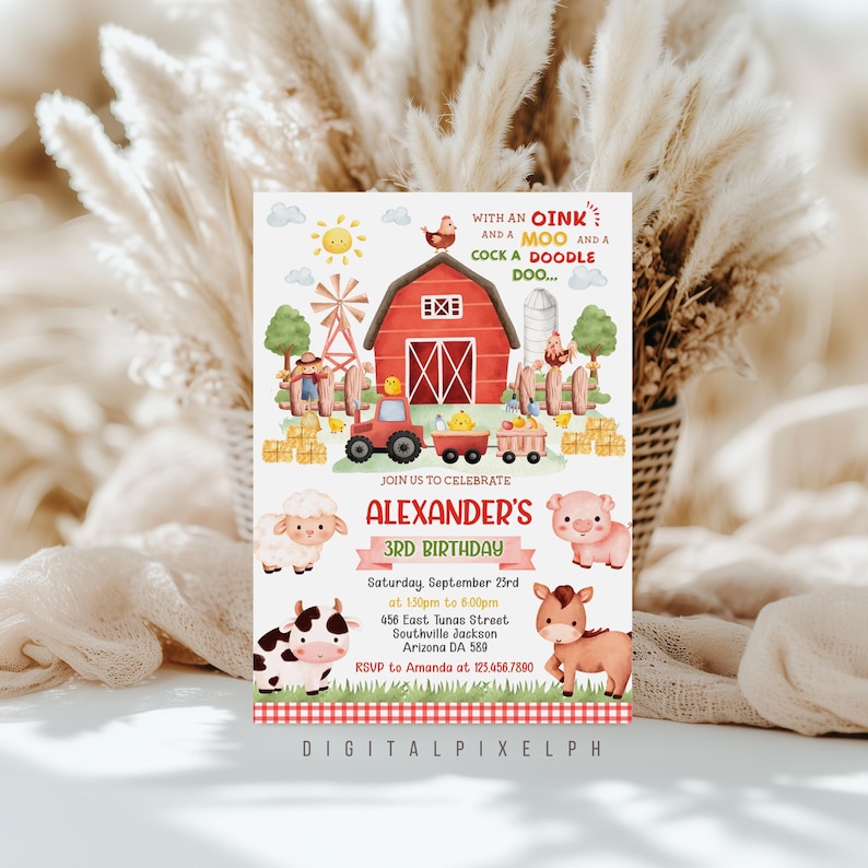 Bauernhof Tiere Einladen, Barnyard Tiere Einladen (Digitaler Download) Bild 5