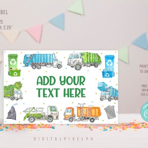 Editable Garbage Truck Food Label, Garbage Truck Food Tent Cards, Garbage Truck Tent Label, Garbage Truck Food Tent Label image 1