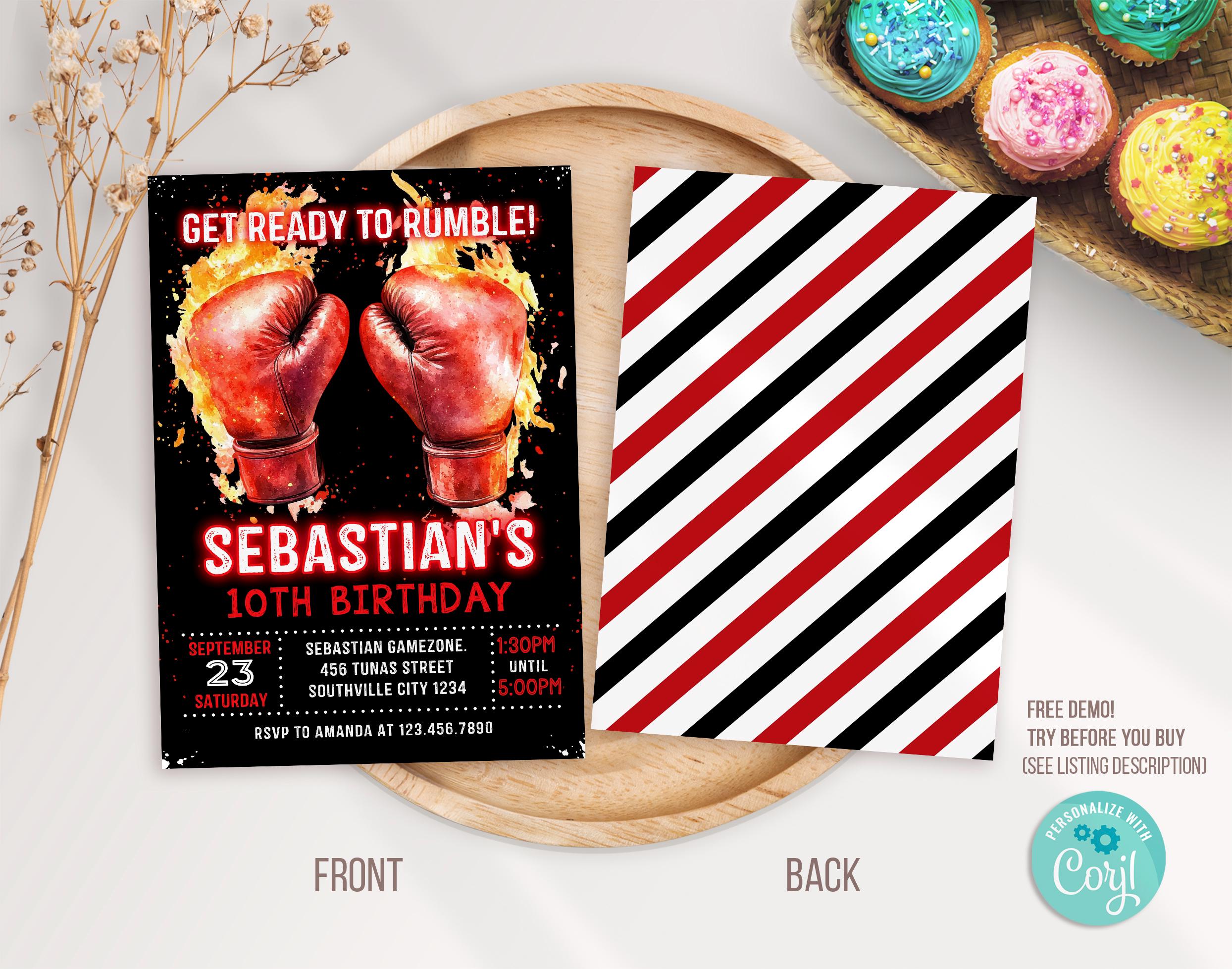 Editable Boxing Birthday Invitation Template (digital Download) - Etsy