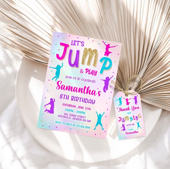 Jump Birthday Party Invitation Template Birthday Party - Etsy