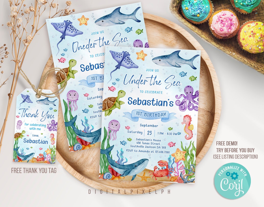 Editable Under the Sea Birthday Invitation, Oneder the Sea Birthday Invitation, Under the Sea Thank You Tag - Etsy da-form-1058-fill-out-sign-online-dochub