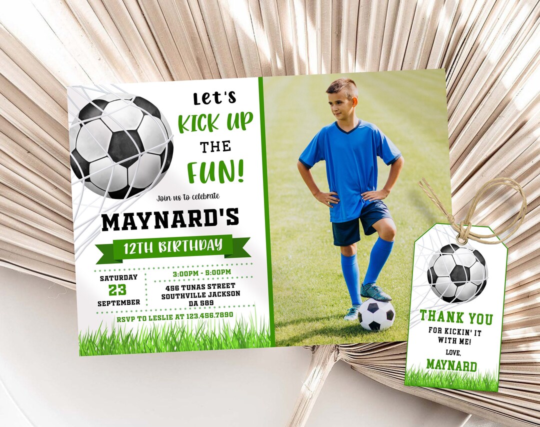 Soccer Birthday Invitation Template With Photo Soccer - Etsy