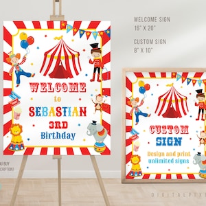 Editable Circus Welcome Sign Template, Circus Birthday Custom Sign Template, Carnival Welcome Sign, Carnival Custom Sign, DPH