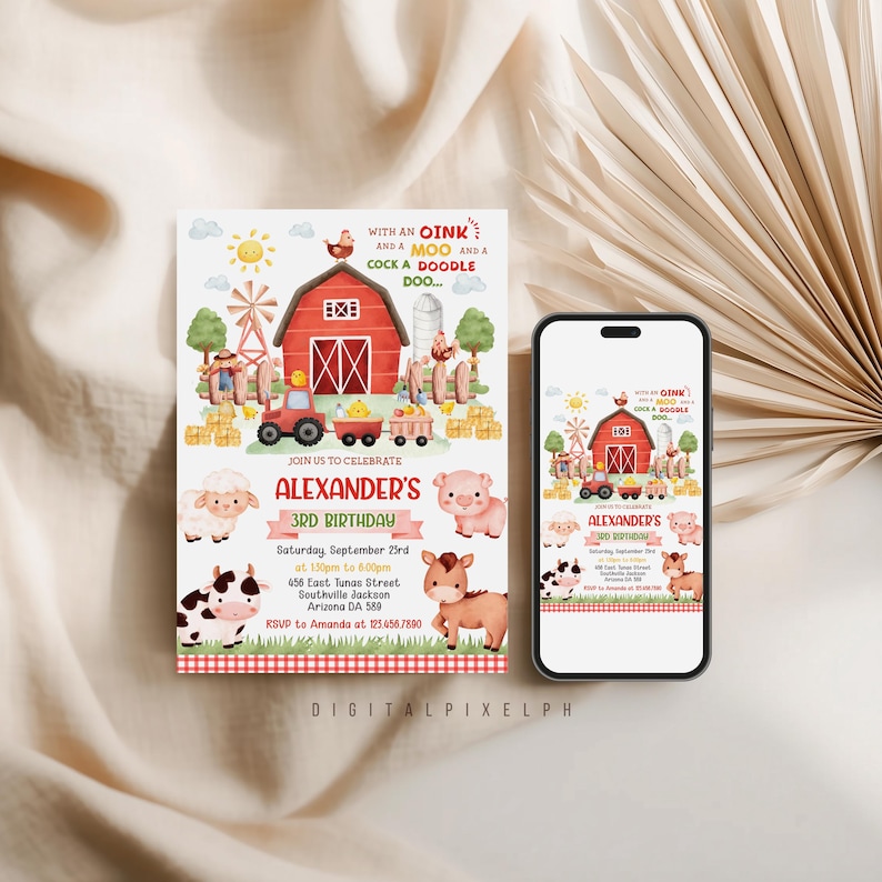 Bauernhof Tiere Einladen, Barnyard Tiere Einladen (Digitaler Download) Bild 7
