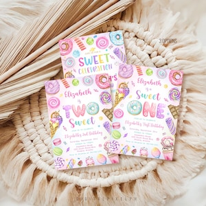 Sweets Candy Birthday Invitation Template (Digital Download)