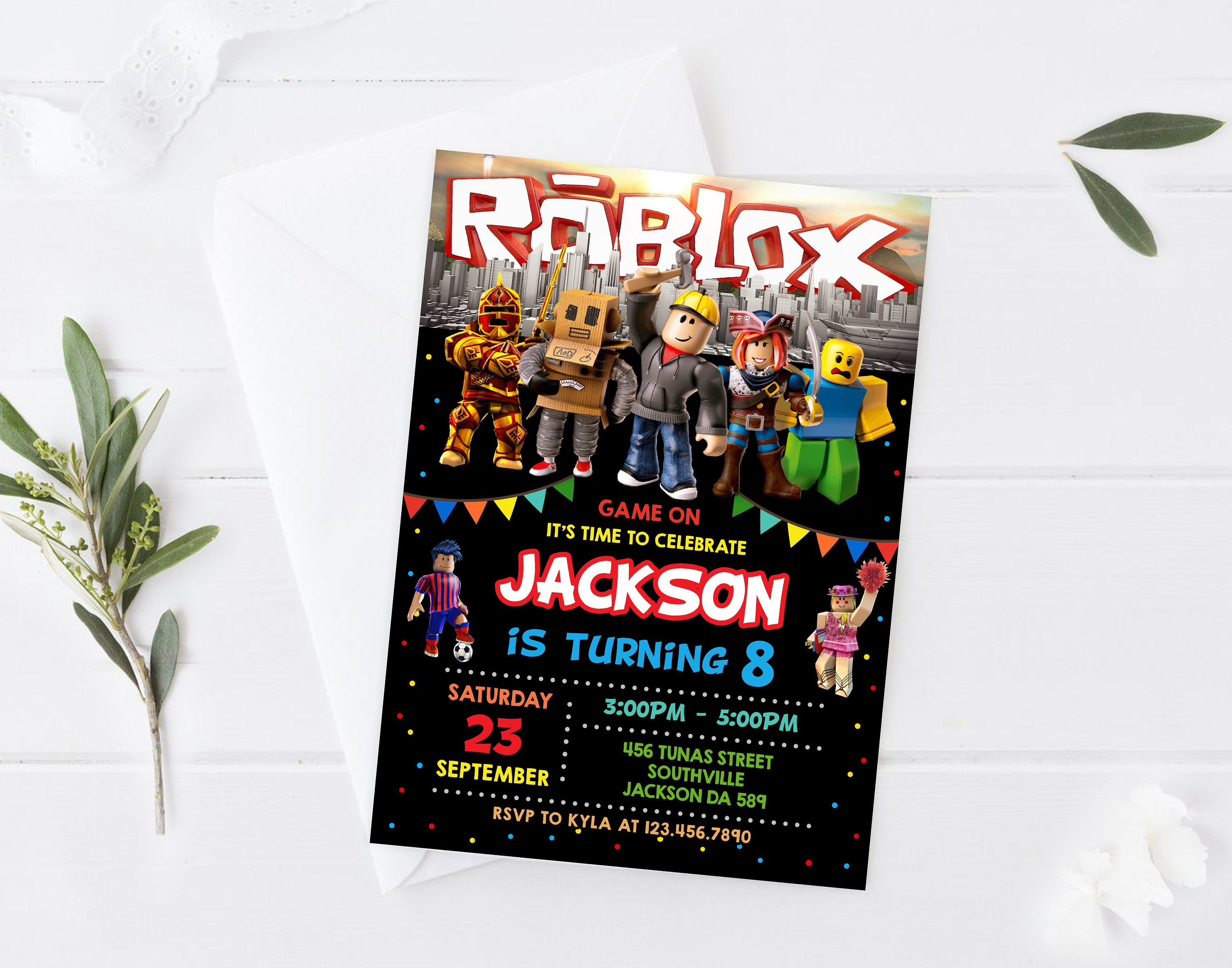 Roblox Birthday Invitation Template Printable Roblox Birthday Etsy