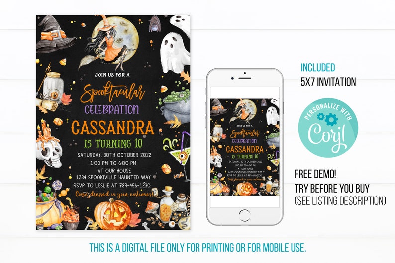 Halloween Party Invitation Halloween Party Invite Halloween Etsy