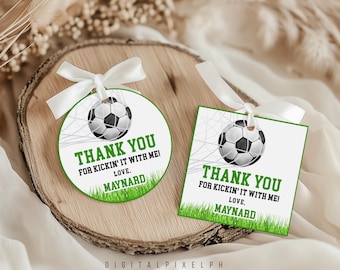 Soccer Thank You Tags, Party Favor Stickers (Digital Download)