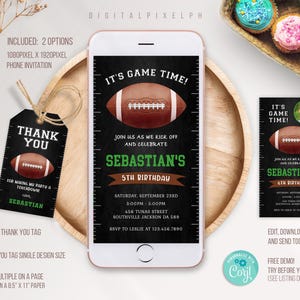 Editable Football Phone Invitation Template, Football Electronic Invitation, Football Invitation, Football Birthday Invitation, DPPH