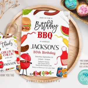 Editable Backyard BBQ Birthday Invitation Template, Backyard BBQ ...