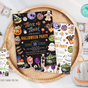 Editable Trick or Treat Halloween Party Invitation (Digital Download)