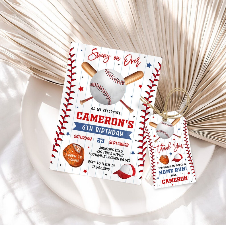 Editable Baseball Birthday Invitation Baseball Invites - Etsy