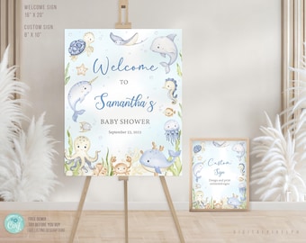 Under the Sea Baby Shower Welcome Sign Template, Custom Sign (Digital Download)