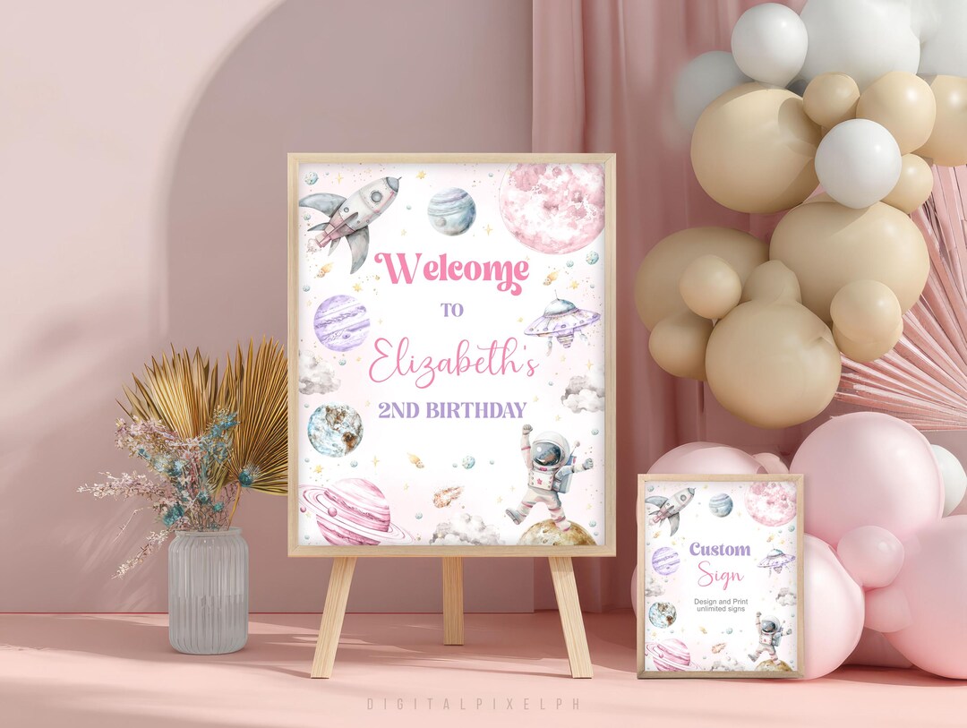 Editable Outer Space Birthday Welcome Sign Template (digital Download ...