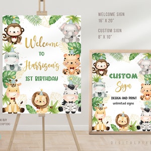 Editable Safari Birthday Party Welcome Sign Template, Safari Birthday Party Custom Sign Template, Safari Welcome Sign, Safari Custom Sign