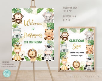 Editable Safari Birthday Party Welcome Sign Template, Safari Birthday Party Custom Sign Template, Safari Welcome Sign, Safari Custom Sign