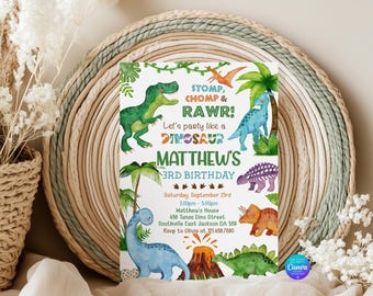 Dinosaur Birthday Invitation (Digital Download)