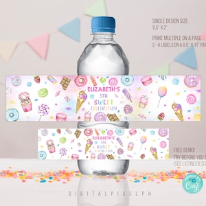 Editable Sweets Candy Water Bottle Label, Sweets Candy Label, Candy Water Bottle Label, Sweets bottle Label