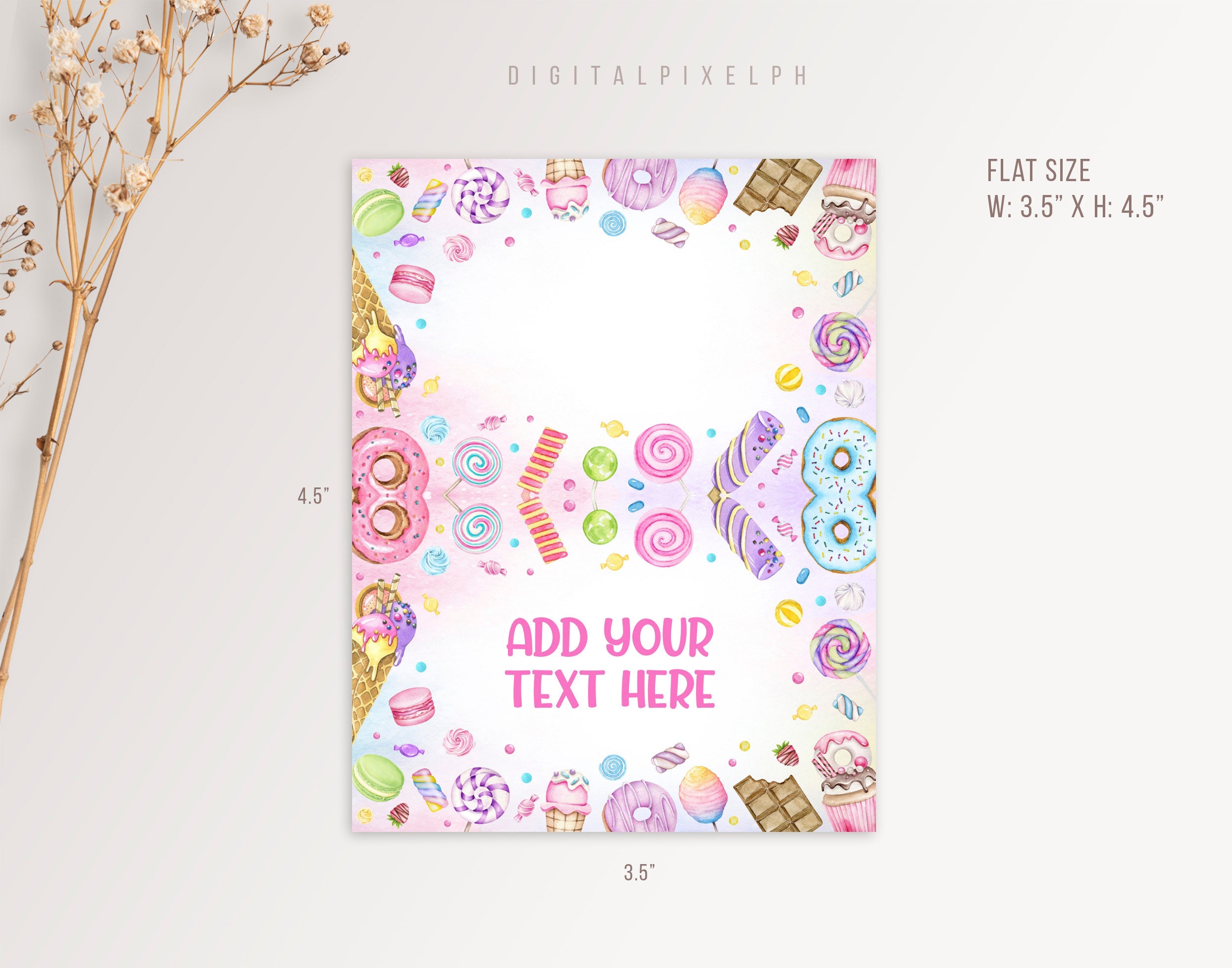 Editable Sweets Food Label, Candy Birthday Party Tent Cards (digital ...