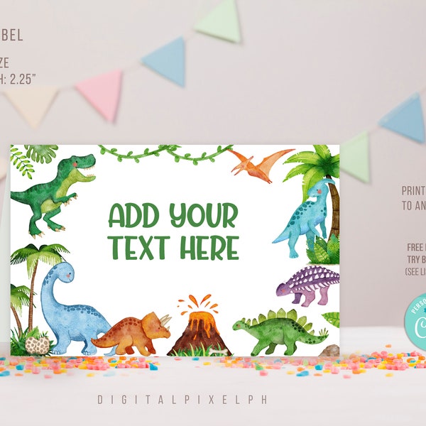 Editable Dinosaur Food Label, Dinosaur Birthday Party Food Tent Cards, Dinosaur Food Tent Label