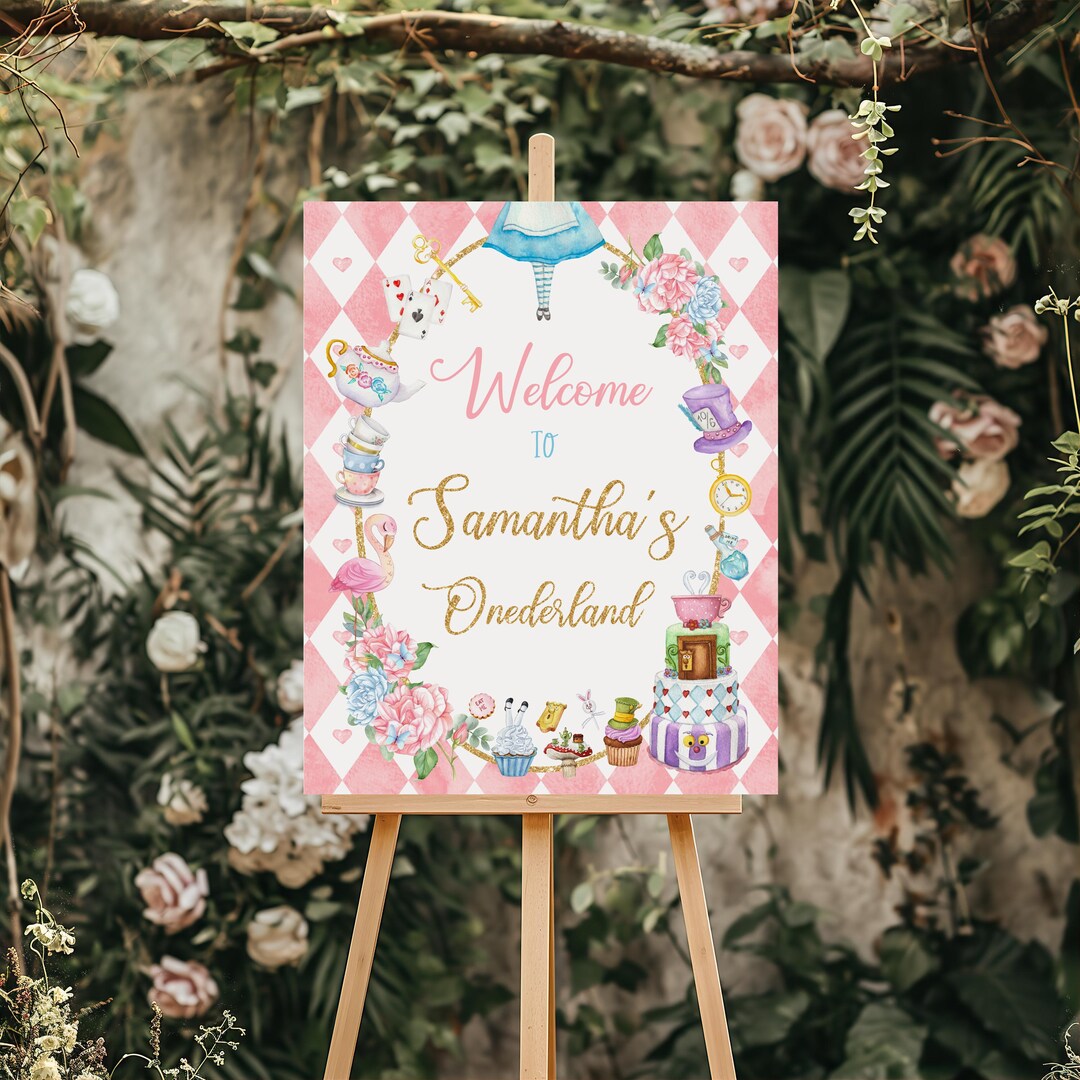 Alice Sign Alice in Wonderland Welcome Sign Template, Alice in Wonderland Custom ...
