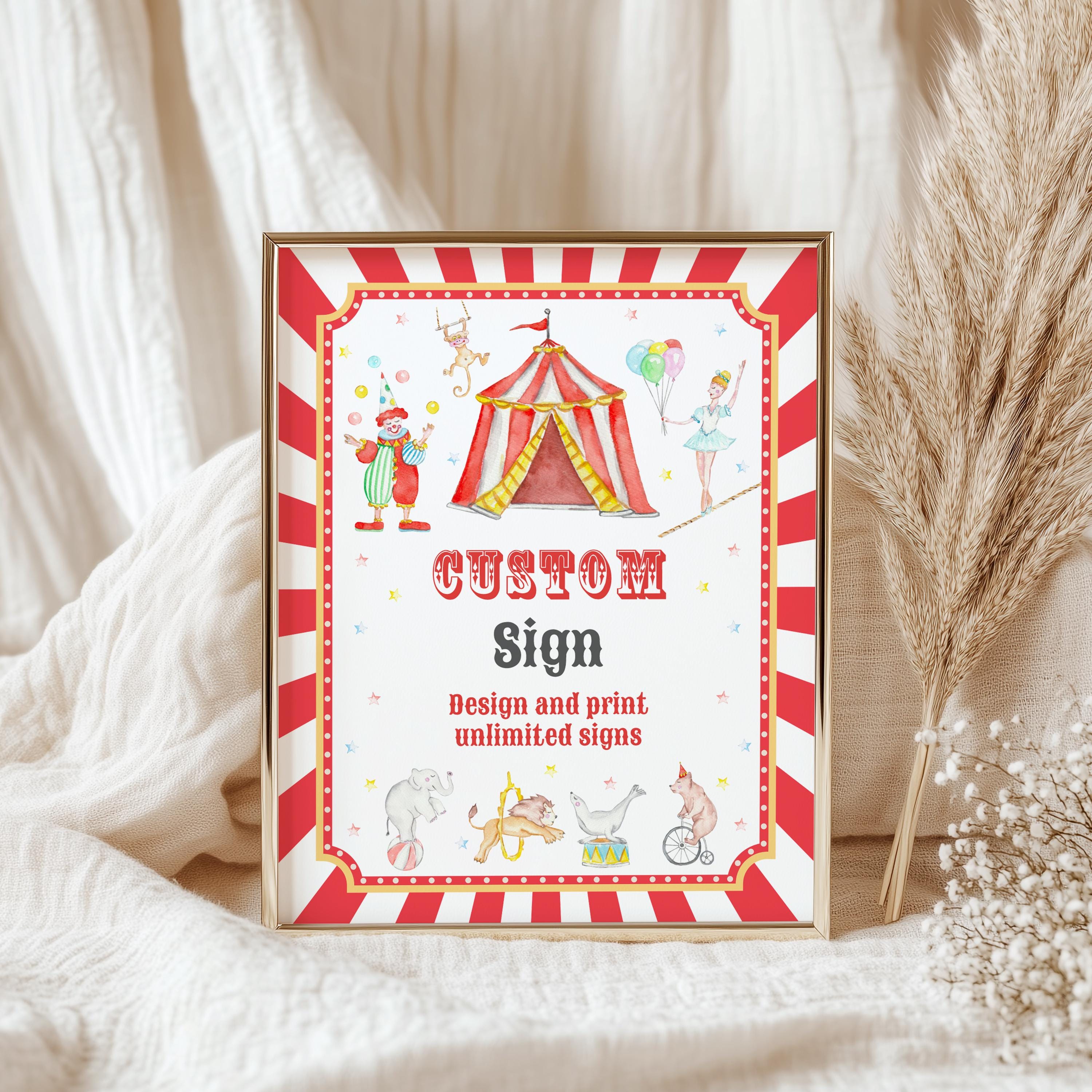 Editable Circus Birthday Welcome Sign, Carnival Theme (digital Download ...