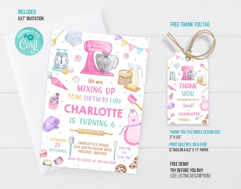 Editable Baking Birthday Party Invitation Baking Party - Etsy