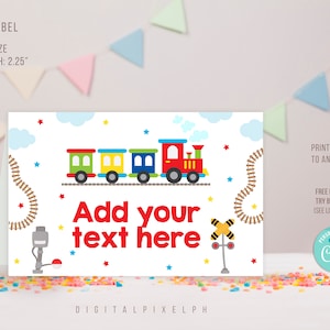 Editable Train Food Label, Train Birthday Party Food Tent Cards, Train Food Tent Label