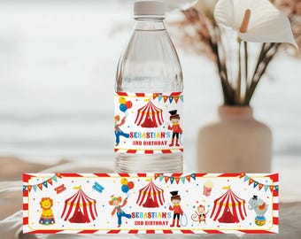 Editable Carnival Birthday Water Bottle Label (Digital Download)