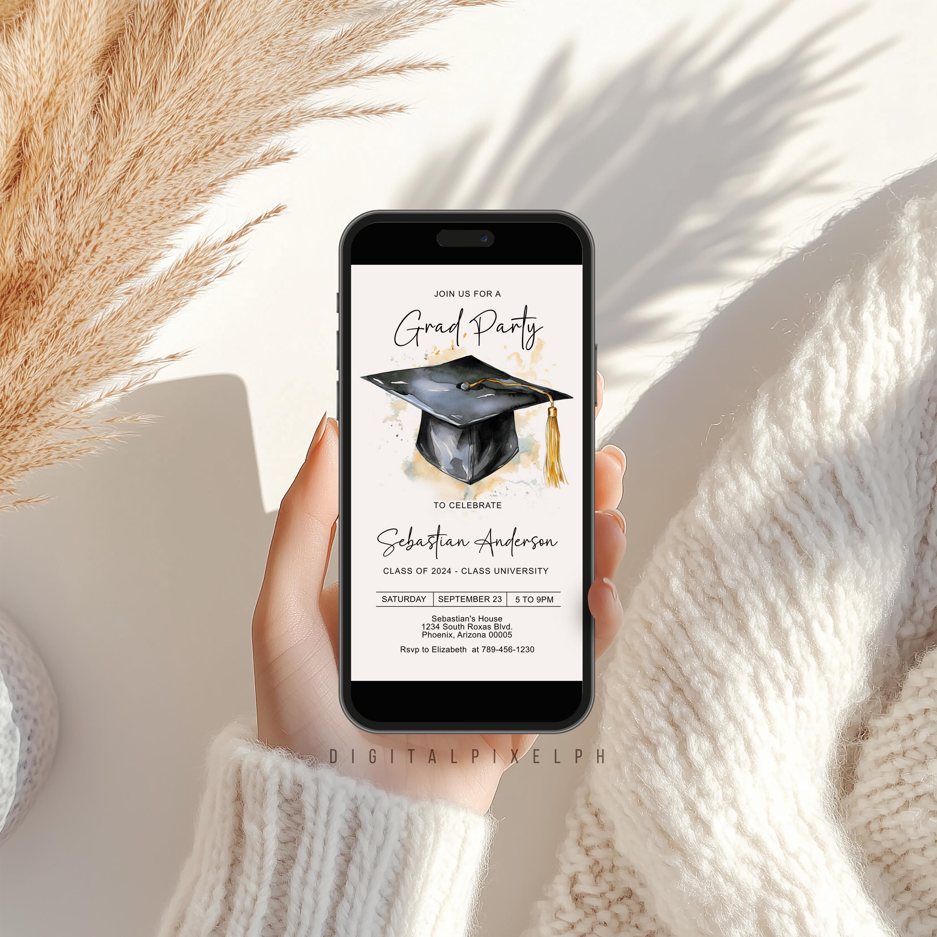 Graduation Chat Graduation Party Invitation, Grad Phone Invite, (digital Download) - Etsy