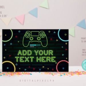 Étiquette de nourriture de jeu vidéo modifiable, cartes de tente de nourriture de fête d'anniversaire de jeu vidéo, étiquette de tente de nourriture de jeu vidéo, MITMS