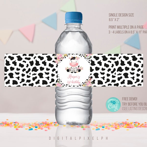 Editable Holy Cow Water Bottle Label, Holy Cow Label, Cow Water Bottle Label, Cow bottle Label