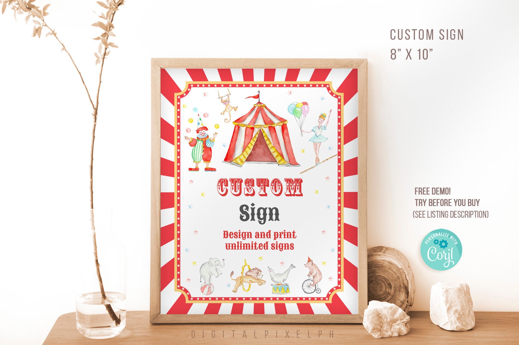 Editable Circus Birthday Welcome Sign, Carnival Theme (digital Download ...