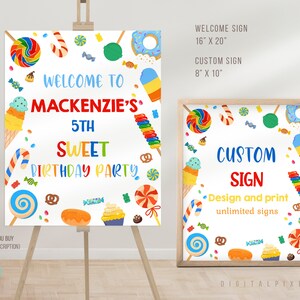 Editable Sweets Candy Welcome Sign Template, Sweets Birthday Custom ...