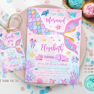 Mermaid Birthday Invitation Template Printable Mermaid - Etsy