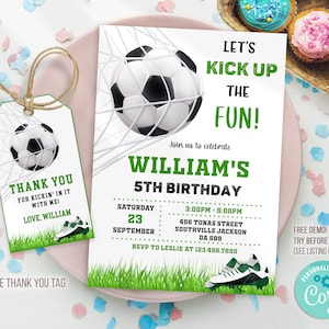 Editable Soccer Birthday Invitation Template, Soccer Birthday Invitation, Soccer Invitation Template image 2