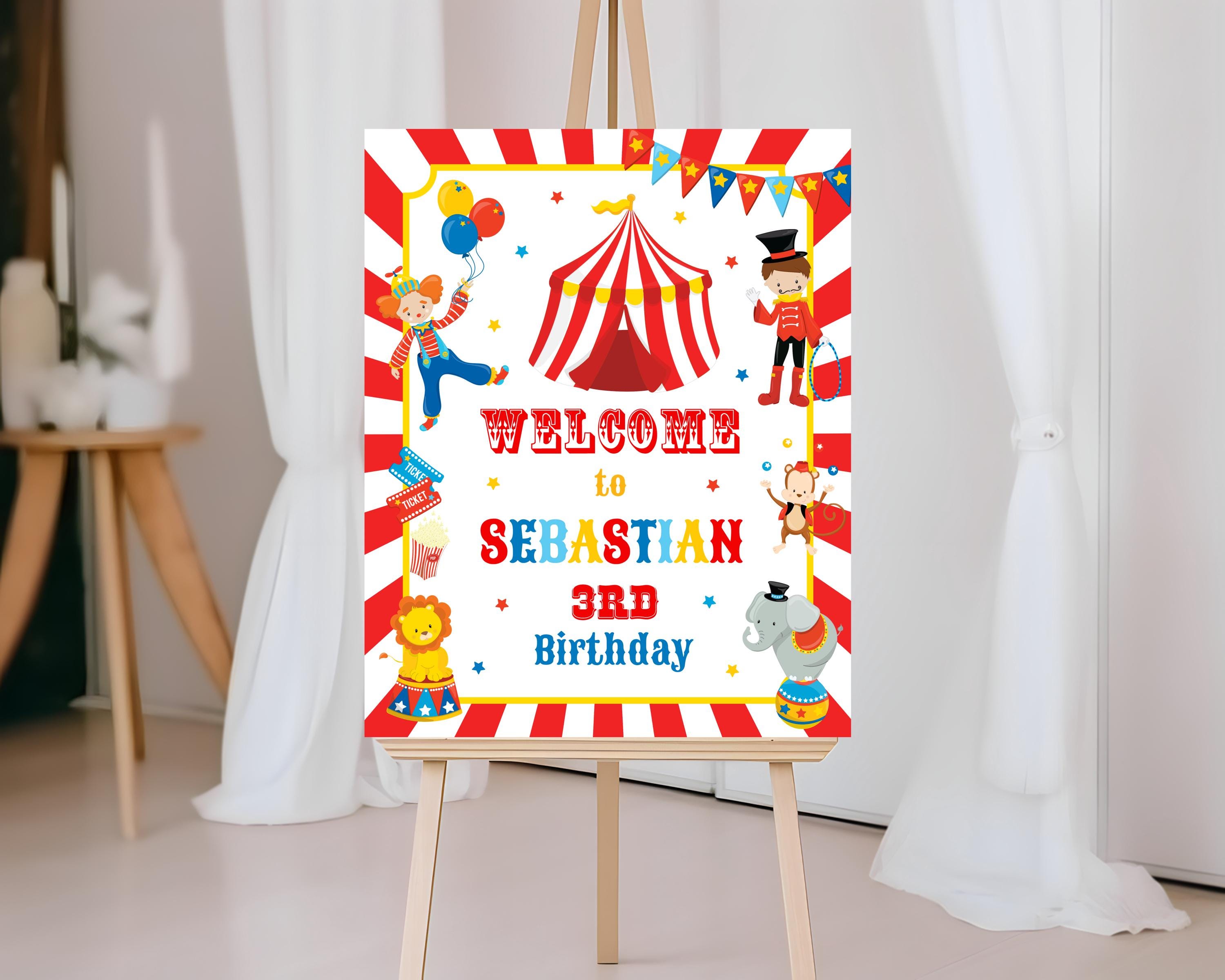 Editable Circus Welcome Sign Template, Carnival Theme (digital