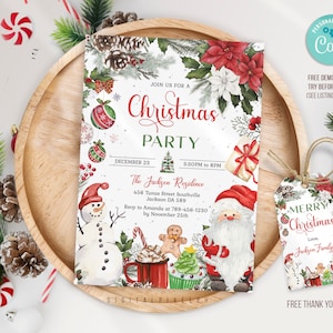 Editable Christmas Party Invitation template, Christmas Party Invitation, Christmas Invitation, Christmas Birthday Invitation, DPH