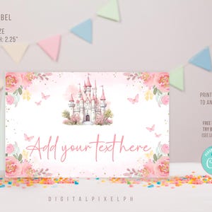 Editable Princess Castle Food Label Tent Cards (digital Download) - Etsy