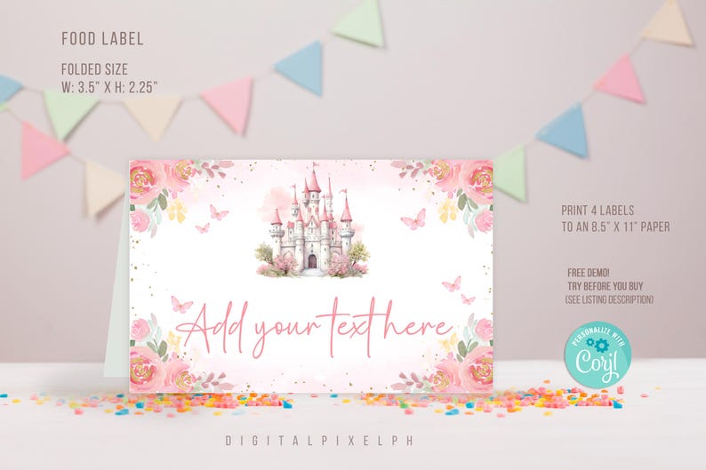 Editable Princess Castle Food Label Tent Cards (digital Download) - Etsy
