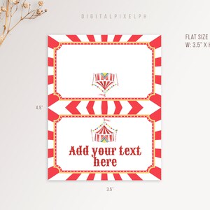 Editable Circus Food Label, Circus Food Tent Cards, Circus Food Tent ...