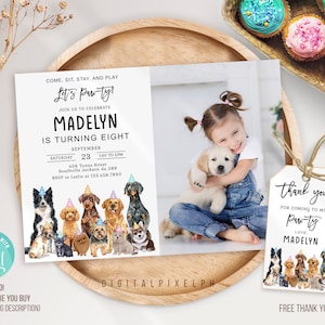 Editable  Dog Birthday Invitation template, Puppy Birthday Invitation, Dog Invitation, Puppy Invitation, DPH