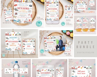 Emergency Vehicles Birthday Invitation Bundle (Digital Download)