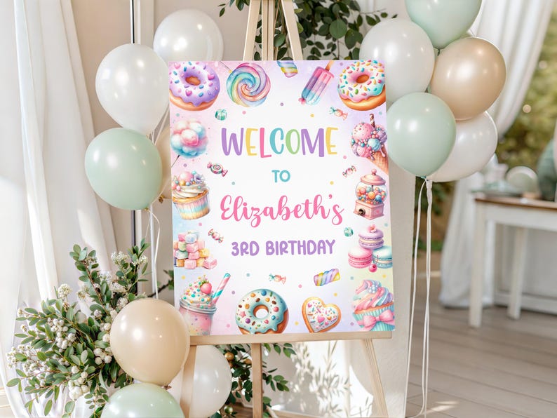 Sweets Inside Sign Sweets Birthday Welcome Sign Template, Candy Party Decor, Sweets Custom ...