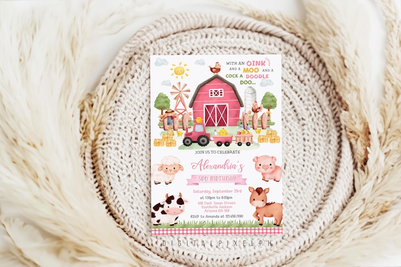 Bauernhof Tiere Einladen, Barnyard Tiere Einladen (Digitaler Download) Bild 6