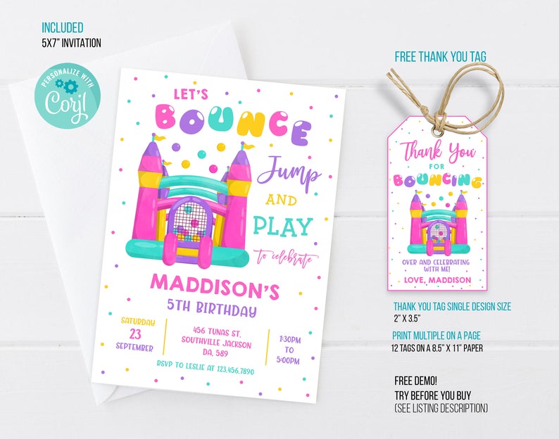 Bounce House Birthday Party Invitation Template Bounce House Etsy