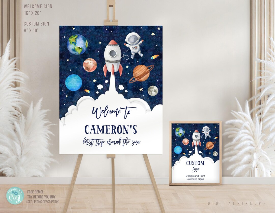 Outer Space Welcome Sign Template, Outer Space Custom Sign (digital ...