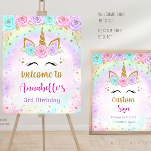 Editable Unicorn Birthday Welcome Sign Template, Unicorn Birthday Custom Sign Template, Unicorn Welcome Sign, Unicorn Custom Sign, DPH