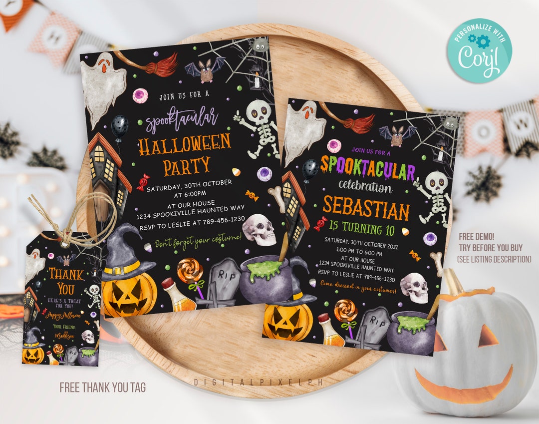 Editable Halloween Invitation Halloween Party Invitation - Etsy